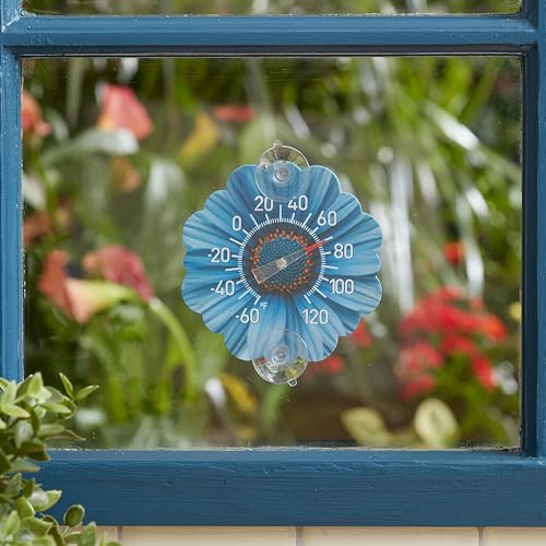 Taylor Silicone Suction Cup Thermometer - Blue Daisy Design - color: Blue