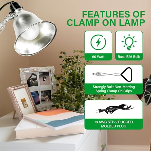 Simple Deluxe Clamp Light, 5.5 Inch Reflector, 2 Pack - color: Black Plastic Socket, size: 5.5 inch 2-Pack