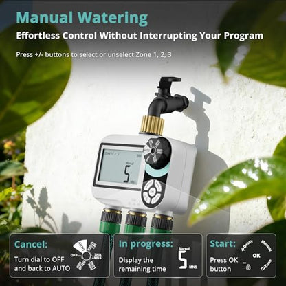 QUOBAS Brass Sprinkler Timer for Garden Hose, Programmable Water Timer - size: Sprinkler Timer 3 zone