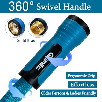 Garden Hose 75 ft, Made of TPE (BetterThan PVC/Hybrid Polymer), Lightweight yet Durable Water Hose with Ergonomic Grip, Drinking Water Safe Material, All-Weather, 3/4" GHT Fittings - size: 75ft + Hose Nozzle