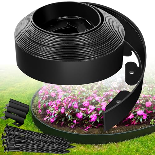 Landscape Edging Border - 3”x60’ Garden Edging Border with 60 Stakes, No Dig Lawn Edging for Landscaping for Garden Bed, Thickened Top Edge Flexible Flower Bed Border Edging for Outdoor - size: 3IN - 60FT