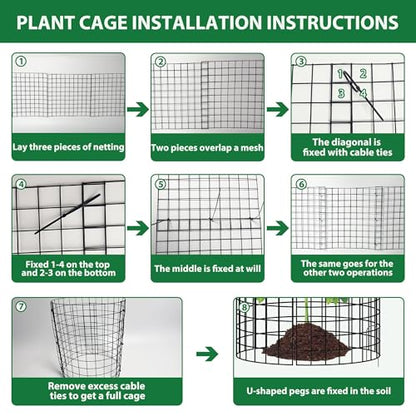 30 Pcs Wire Plant Protector Cages,11.8"x12" w/ Zip Ties & U Stakes