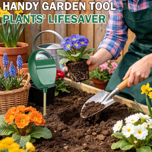 Censinda Soil Moisture Meter, Adjustable Viewing Angles，7" Deep Probe Soil Hygrometer for Plants, No Battery Soil Hygrometer for Indoor Outdoor Garden Potted Plants