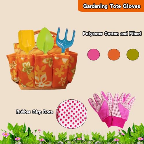 Kids Gardening Set for Girls Boys Ages 3-7,13PCS Garden Tool Kit with Apron,Tote Bag,Outdoor STEM Learning Toy,Garden Gifts for Kids