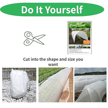 Plant Covers Freeze Protection 10 Ft x 33 Ft 1.1oz Frost Cloth Plant Freeze Protection, Floating Row Cover Frost Blanket for Outdoor Plants Winter Garden Covers for Vegetables