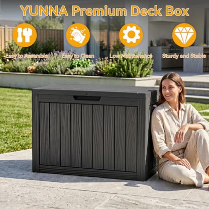 50 Gallon Outdoor & Indoor Deck Storage Box, Waterproof Lockable Patio Storage Container for Gardening Tools, Picnic Supplies, Easy to Assemble, Black