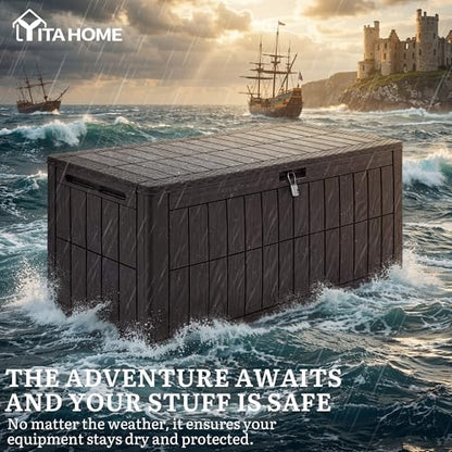 YITAHOME 110 Gallon Outdoor Deck Box - color: Dark Brown, size: 110 Gallon