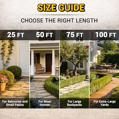 TheFitLife Garden Hose 100 ft - Heavy Duty 100ft Non-Expandable Long Water Hose, No Kinking, Lightweight, Full Property Coverage Without Compromise, 1/2 id x 100 Feet - size: 100ft