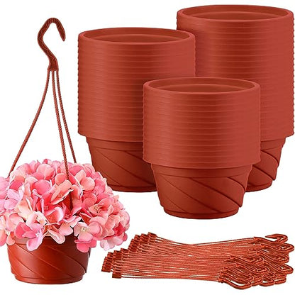 Tioncy 50 Pcs Plastic Hanging Baskets Planter Hanging Pot, Coffee, 6.7inch - color: Coffee, size: 6.7inch