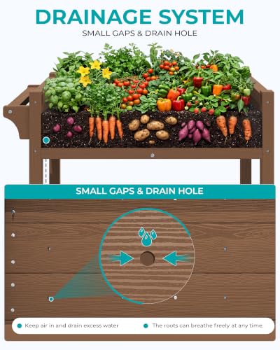 SERWALL Raised Garden Bed on Wheels with Storage Shelf Set of 2,Brown - color: Brown, size: 2 Pack