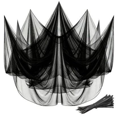 Mosquito Netting,10x50 FT Mosquito Mesh Net,Insect Bird Bug Screen for Patio Garden Vegetables Fruits Protection,Black Bed Curtains with 100 Pcs Straps