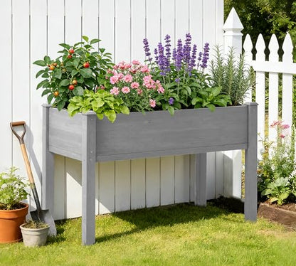 Raised Garden Bed with Legs, 48×24×30 Cedar Wood Elevated Planter Box - size: 48x24x30in (1 Unit)