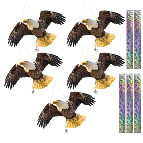 Flat Fake Hawk to Keep Pigeon Away with Reflective Tape, 5Pcs Pigeon Scare Devices, Plastic Hawk to Scare Pigeon Away from Porch Patio Balcony, Garden Hawk to Scare Woodpecker Squirrel for Outdoor - color: Black 01, size: 5 Pcs