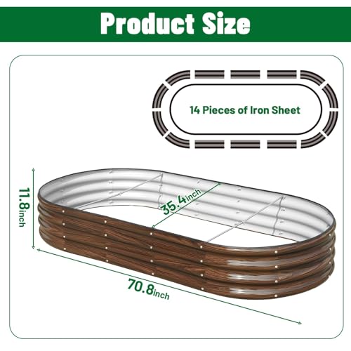 SnugNiture 2 Pcs 6x3x1ft Oval Metal Raised Garden Bed for Vegetables, Brown - color: Brown, size: 6×3×1ft(2 Pack)