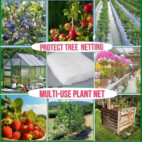 Fruit Tree Netting with Drawstring (4 Pack 4x5 FT)- Easy Install Plant Protection Cover, Reusable Garden Mesh Bag for Blueberry Bushes/Tomato - Block Birds/Insect/Squirrels - size: 4x5 FT