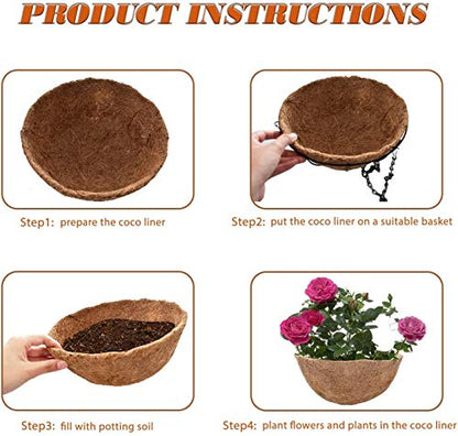 4 PCS 14 Inch Round Coco Liners Coconut Liners for Hanging Planters, Hanging Basket Replacement Coco Liners, Round Basket，100% Natural Coco Coir Liners for Hanging Basket - size: 14in/4pcs