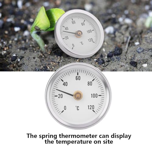63mm Pipe Surface Thermometer IP55 0-120°C, Bimetal Spring Thermometer for Oil Systems, Power Plants, Marine, Fast On-Site Readout