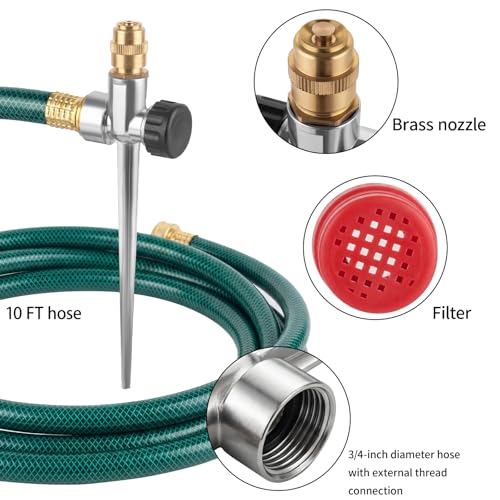 2 Pack Lawn Sprinkler with Hose, Metal Water Garden Sprinklers with Nozzle - style: Sprinkler with Hose