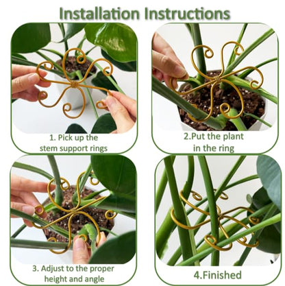 5PCS Plant Stem Support Rings for Monstera & Indoor Plants, 4.1 x 3.9 in Metal Plant Stem Holder