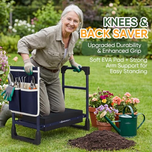 Garden Kneeler and Seat, Heavy Duty Foldable w/Soft Kneeling Pad