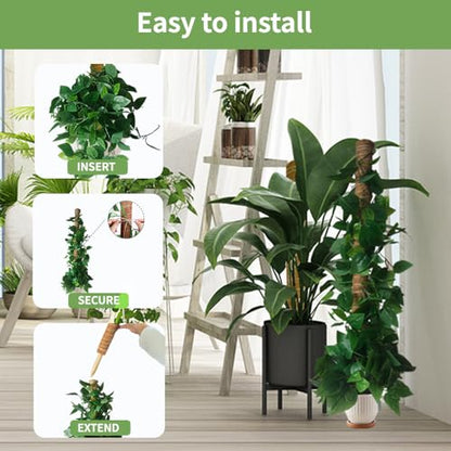 Moss Pole Monstera Plant Support: 4 Pack 16 inch Stackable Coco Coir - size: 4-pack