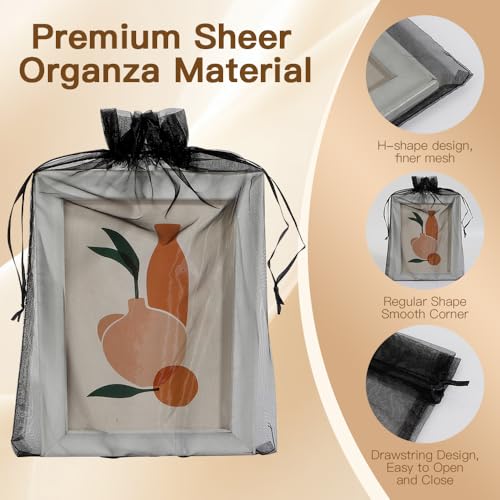 Black Organza Bags, 100 PCS Sheer Mesh Bags Drawstring 8x12 Inch, Large Wedding Gift Party Favor Bag, Mesh Gift Candy Goodie Jewelry Fruit Protection Bag for Bathroom Soaps Makeup Christmas Birthday - color: black-100pcs