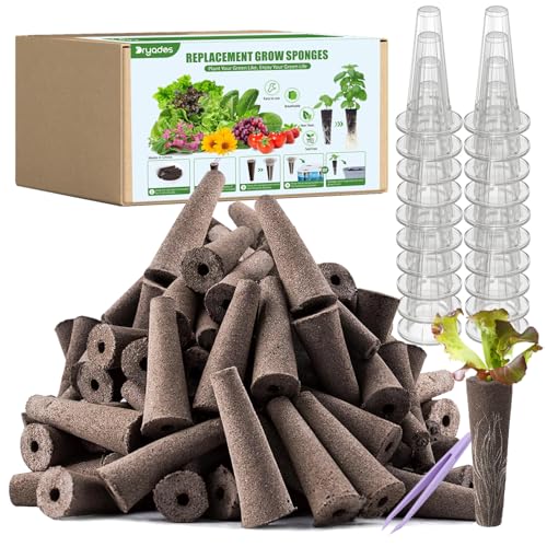 101 Pcs Hydroponic Growing kit for Indoor Garden,80 Grow Sponges, 20 Grow Baskets & 1 Tweezer, Replacement Growth Sponges Seed Pods of All hydroponic Brands Also Suitable for Soil Culture