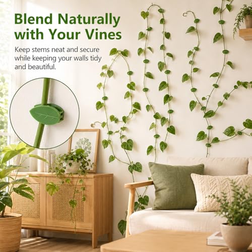 RAINFLOW 90PCS Plant Wall Clips - 108 Adhesive Stickers for Climbing Vines