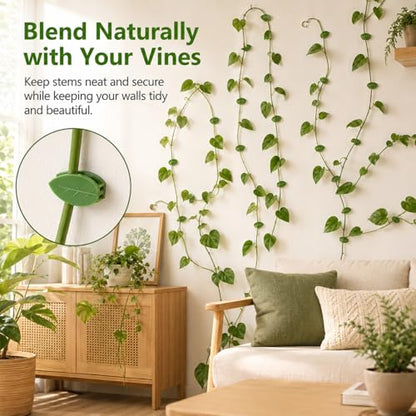 RAINFLOW 90PCS Plant Wall Clips - 108 Adhesive Stickers for Climbing Vines