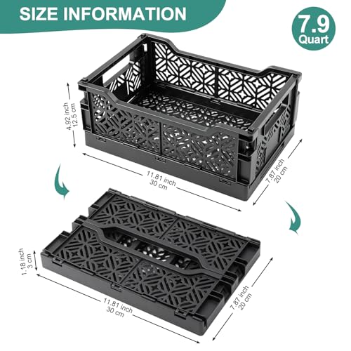 6-Pack Collapsible Plastic Storage Baskets, Stackable Bins with Label Slots