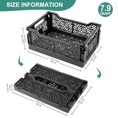 6-Pack Collapsible Plastic Storage Baskets, Stackable Bins with Label Slots