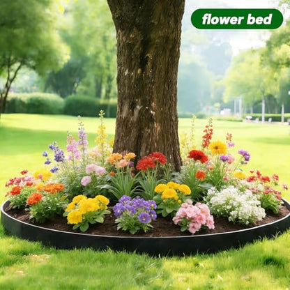 Garden Edging Border, 4In x 66 FT Landscape Edging with 100 Spikes, Black - size: 4 Inch x 66ft-Black