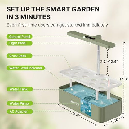 SUNCOZE Hydroponics Growing System, Compact 12 Pods Indoor Garden, Green - color: Green
