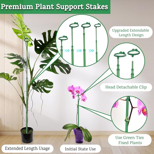 Extendable Plant Stakes,Length Scalable From17.9to42.3IN Plant SupportStake - size: 42.3Inches 3Pack