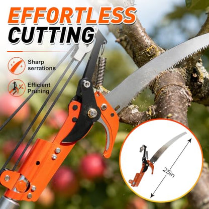 SISUPASSIE 20FT Reach Tree Trimmer, Telescoping Pole Saw with 3-12FT Extension Pole, Manual Tree Pruner Extendable for Yard, Garden, Patios - size: 12FT