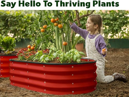 Plant & Plot Galvanized Raised Garden Beds Outdoor // 4×2×1 ft (2-Pack) Planter Raised Beds for Gardening, Vegetables, Flowers (Red) // Large Metal Garden Box - color: Red