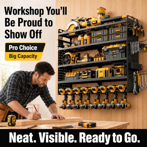 Large 5-Tier Power Tool Organizer Wall Mount, Charging Station, 34'' Wide - size: 34''Width (POWER STATION)