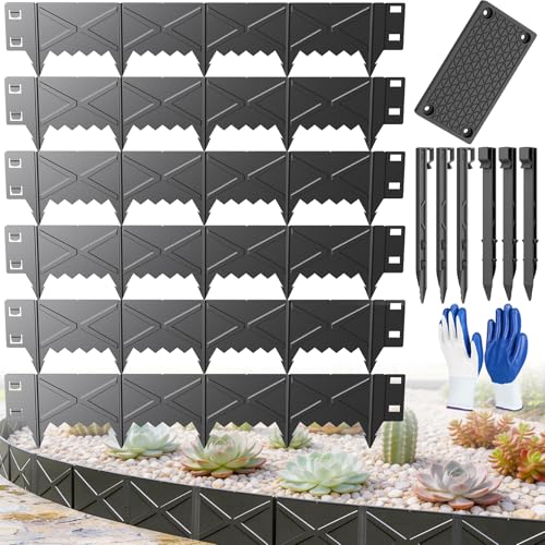 Hlogree Metal Landscape Edging 8'' Flower Bed Border, 6 Pack Garden Border - color: X-shaped black, size: 8 inch