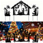 3 Pack Solar Nativity Scene Garden Stake 16.7in Metal Christmas Light - color: Black Jesus