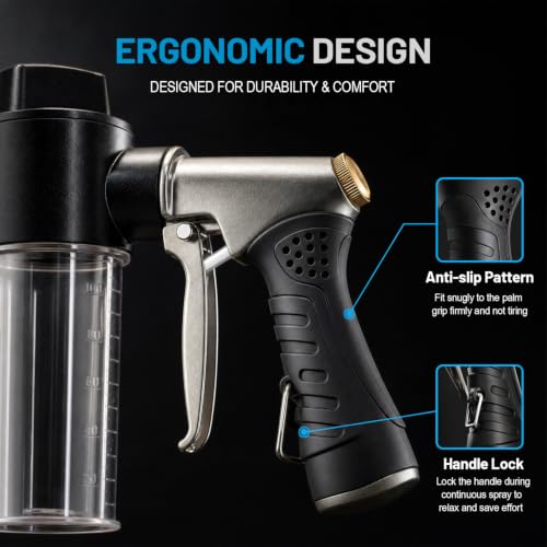 Metal Hose Nozzle with Soap Dispenser,High Pressure Foam Sprayer - size: Long Nozzle