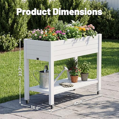Fancyango Raised Garden Bed with Wheels 33.7" Hx2 -Ashen - color: Ashen, size: 33.7"Hx2