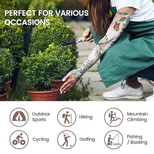 YPHCDO Gardening Sleeves for Women Sun Protection Cooling Arm Sleeves - color: Green White