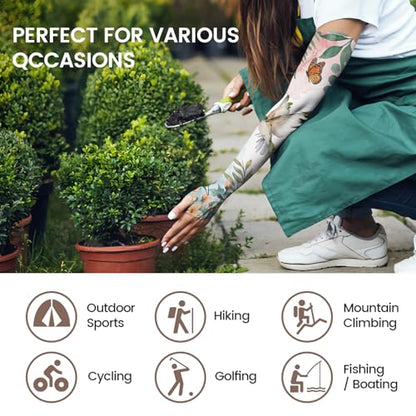 YPHCDO Gardening Sleeves for Women Sun Protection Cooling Arm Sleeves - color: Green White