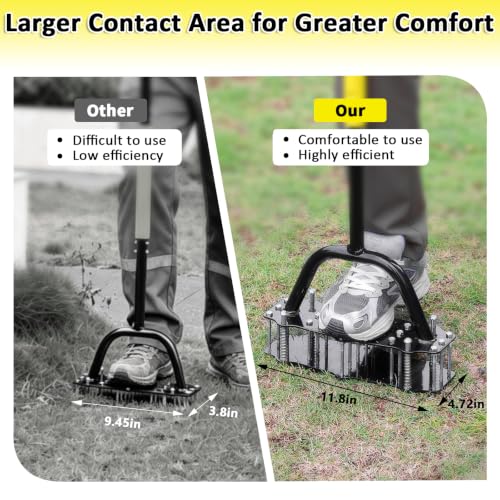 Manual Lawn Aerator Tool Automatic Dirt Clean Design with 17 Spikes