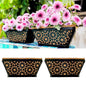 LaLaGreen Window Planter Boxes for Outdoor Plants (12 Inch, 2 Pack,) Small and Cute Black Metal Fence Hanging Planters Flower Basket Pot with Coco Liner Trendy Horse Troughs Balcony Patio Porch Rail - size: 12" (30cm) x 2 pack