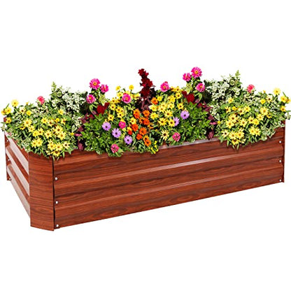 Sunnydaze Galvanized Raised Garden Bed, Rectangle, 4x2x1 ft, Woodgrain - color: Woodgrain