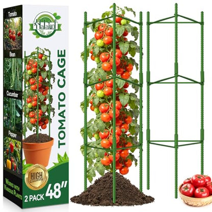 Halatool 2 Pack Tomato Cages for Garden, Up to 48in (4FT) Trellis - color: 2 Pack, size: 48 Inches