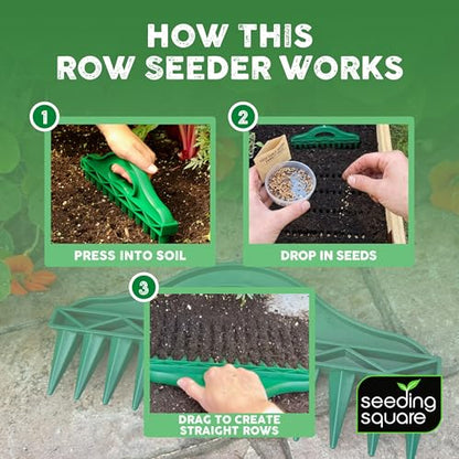 Row Seeder Tool for Precise Seed and Seedling Spacing in Trays and Gardens.