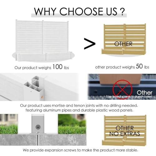 Kozyard 2Pack Privacy Screen with Planter70 H x 51" W Outdoor Garden Screen - color: White/2pack