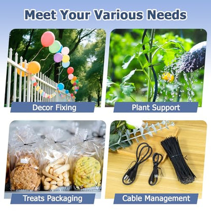 MAQIHAN 500PCS Black Twist Ties - 4.9" Reusable Twist Ties for Plastic Bags